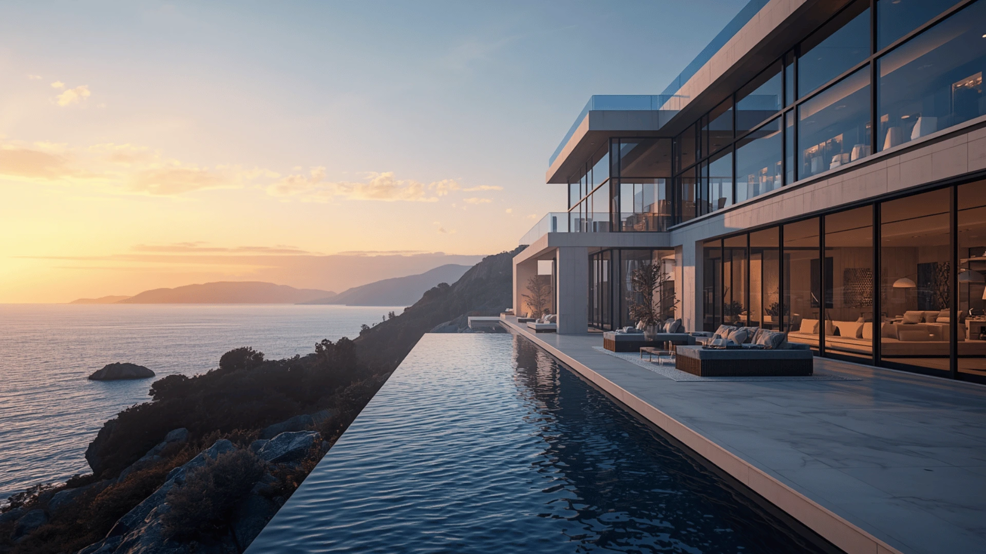 High net worth insurance concept showing luxury home with protective financial coverage overlay symbolizing wealth protection and asset security